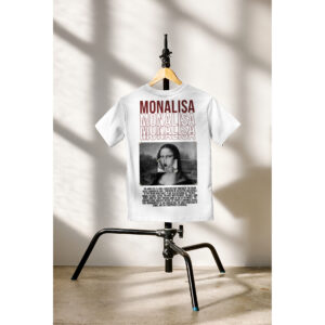 Tricou unisex cu imprimeu MONA LISA REMIX, 100% bumbac, Alb, S